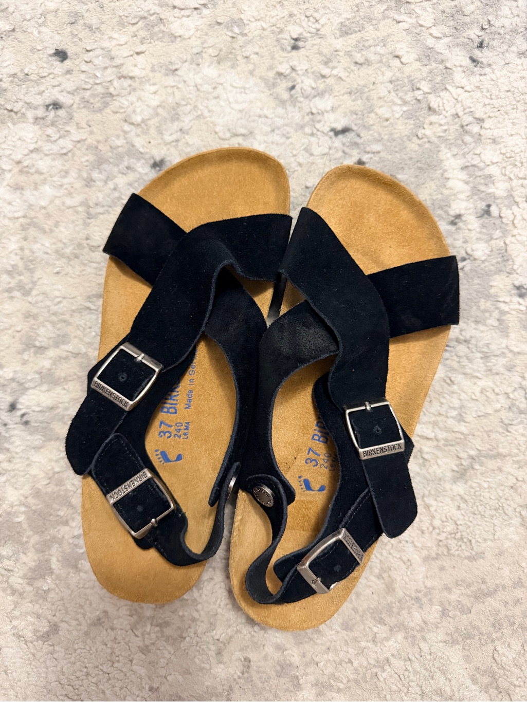 Birkenstock Black Suede Buckle Cross-Strap Sandals